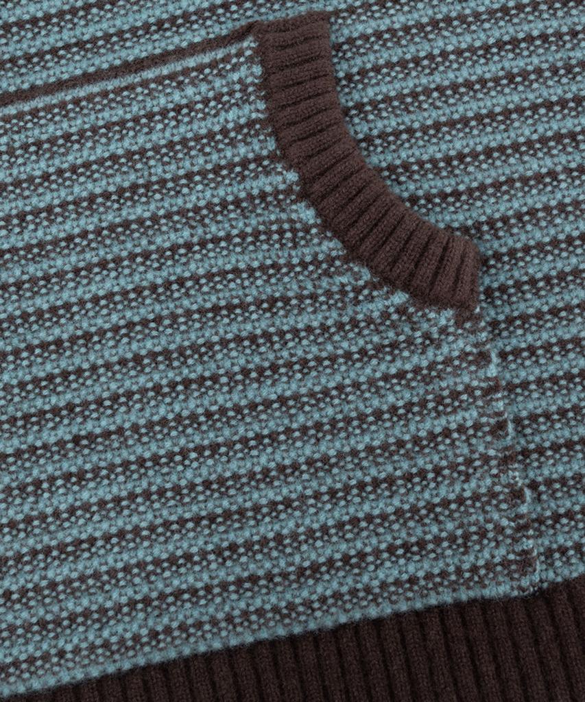 PREF Brown Wool Knit Stripe Hoodie
