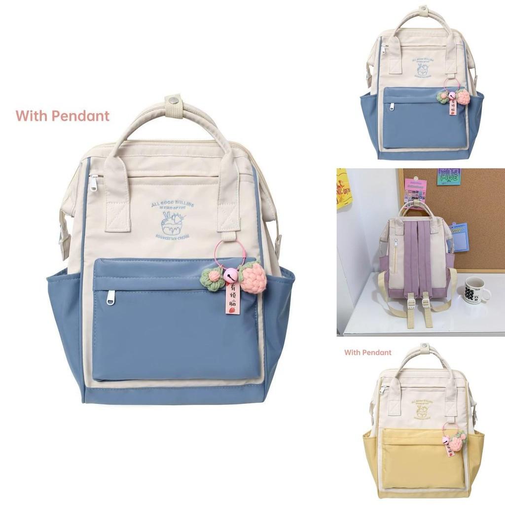 Nylon Lightweight Waterproof Trendy Backpack Colorful Letter Pattern For Girls