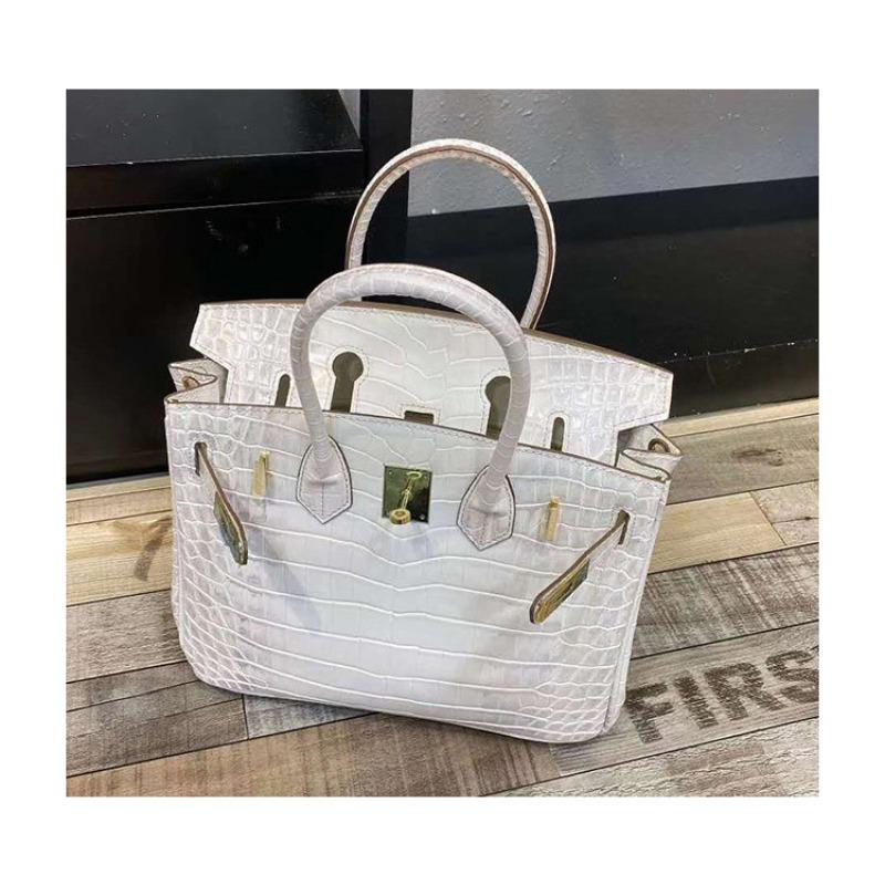 Crocodile pattern platinum bag, genuine leather women's bag, new fashionable cowhide large bag, commuting versatile handbag