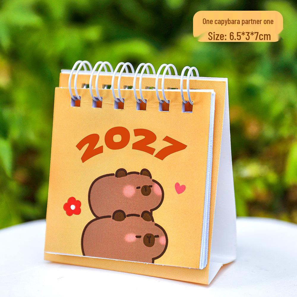 Capybara 2027 Student Desk Calendar: Cute Mini Check-in Planner Ornament June 2026 - December 2027