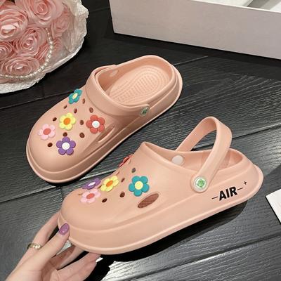 Women's Sandals Women's Flip Flops 2024 New Flowers Hollow Out Women's Slippers Casual Platform Shoes Women's Beach Shoes