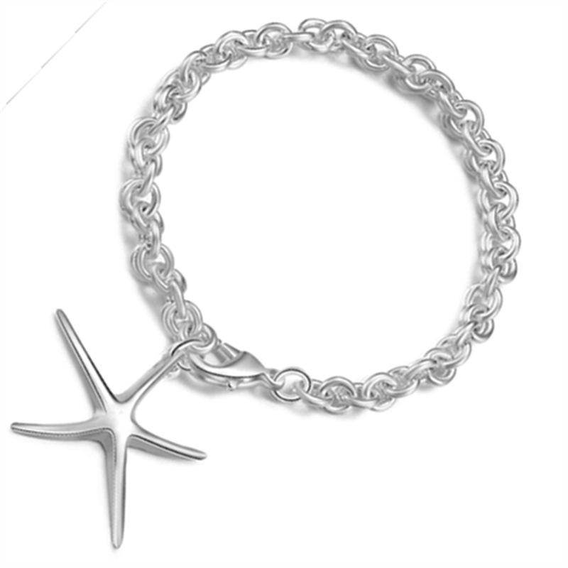 Simple And Exquisite Starfish Pendant Women'S Bracelet Niche Personality Charm Smart Zircon Imitation Silver Jewelry