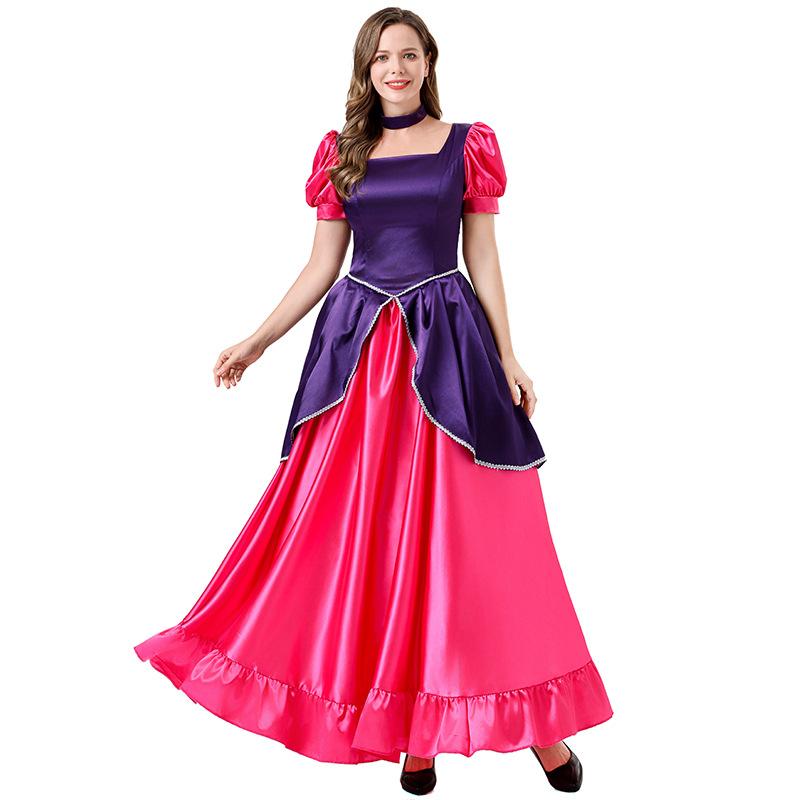 

New women s Halloween costumes retro court purple long dress princess dress parent-child dress 2XL
