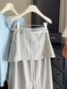 High-Waisted Striped Half-Skirt Suit for Women - New Spring/Summer Slim Fit with Back Flap, Mid-Length.