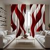 Elegant Red and White Abstract Wave-printed Curtains, Pole Bag Curtains, Home Decoration, Room Decoration