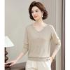 Mom spring clothes wide too noble top new medium and old long-sleeved shirt bottoming shirt