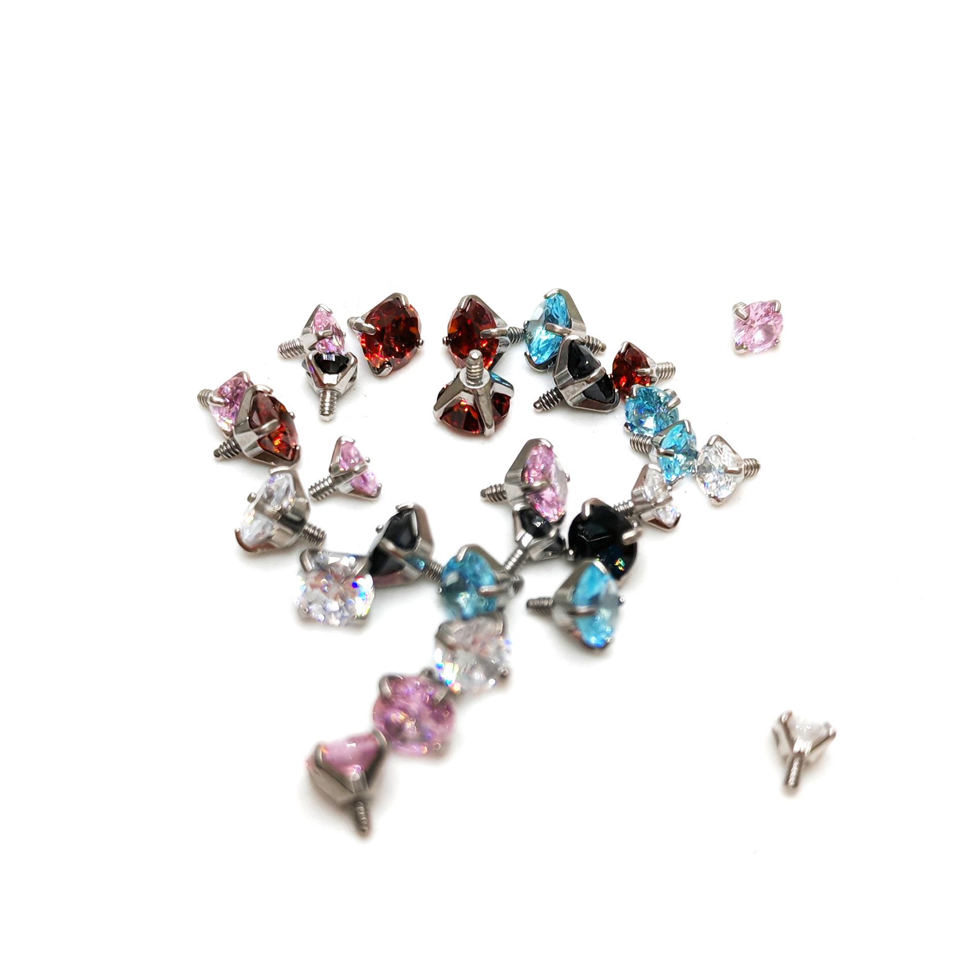 

3/4mm Cartilage Stud: Zircon Nail Head, Stainless Steel Bar, External/Internal Thread, Matching Accessories, 1.0mm Tooth Position 1.0*3mm розовый