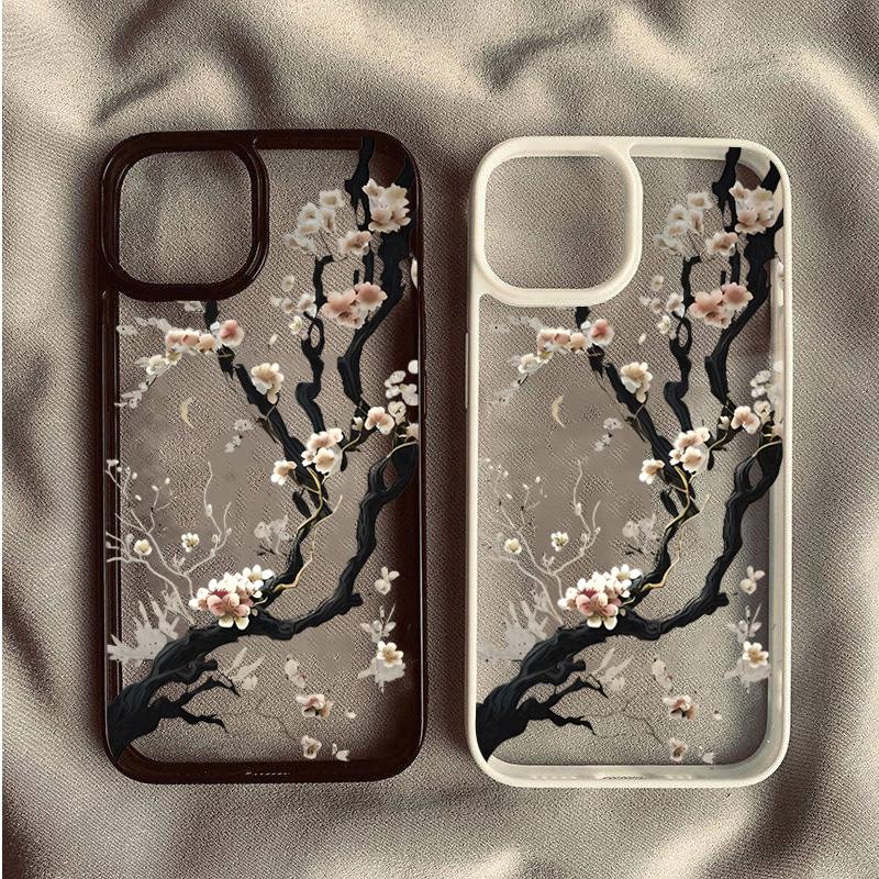 Plum Blossom Artistic Phone Case For IPhone 16 17 15 14 13 11 12 Pro Max 16E Air X XR XS 7 8 Plus TPU Shockproof Cover Funda