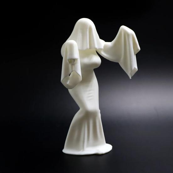 Halloween Ghost Bride Statue 3D Printed White Ghost Sculpture Tabletop Ornament for Yard Garden Lawn Indoor Outdoor Decor