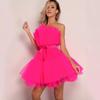 1011 European and American, Tube Top Mesh Temperament Bow Puffy Dress Skirt