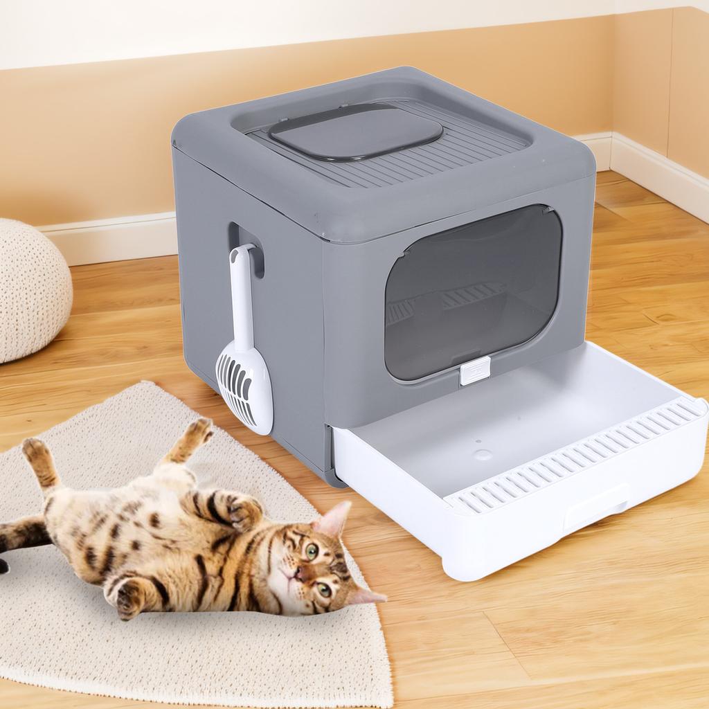 Foldable Cat Litter Box Large Size Top Entry Anti Splashing Enclosed Kitty Litter Box for Home