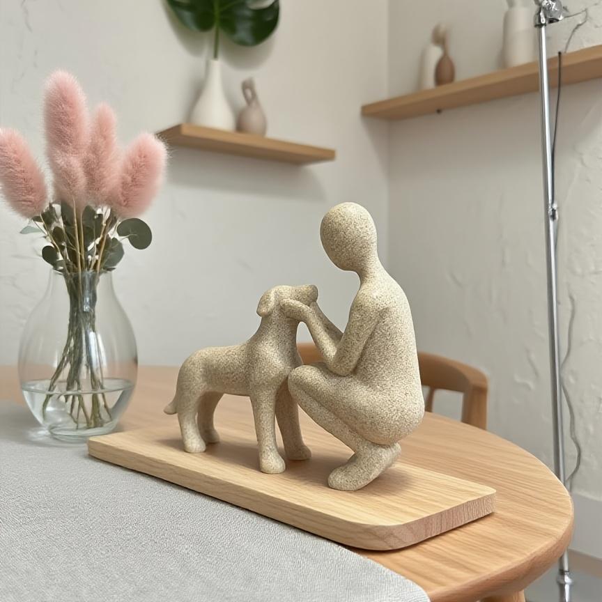 Creative Minimalist Art Figure with Dog Nordic Decor for Living Room Bar Cabinet Couple Home Ornament
