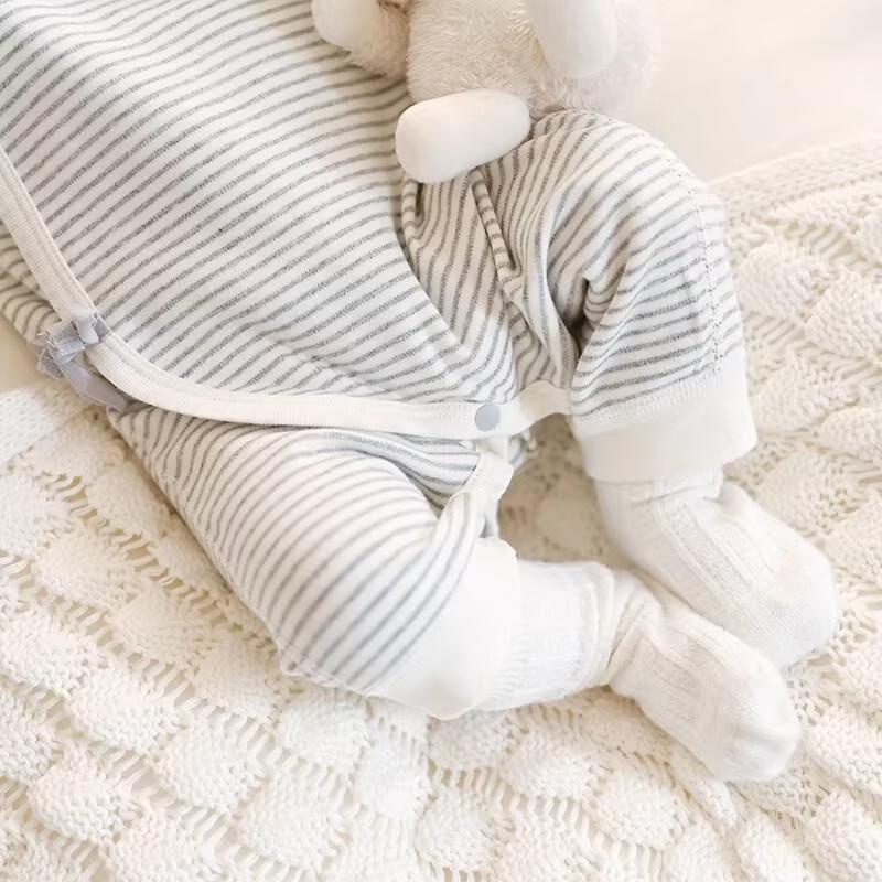 Koala Babe Soft Peach Cotton Striped Newborn Bodysuit