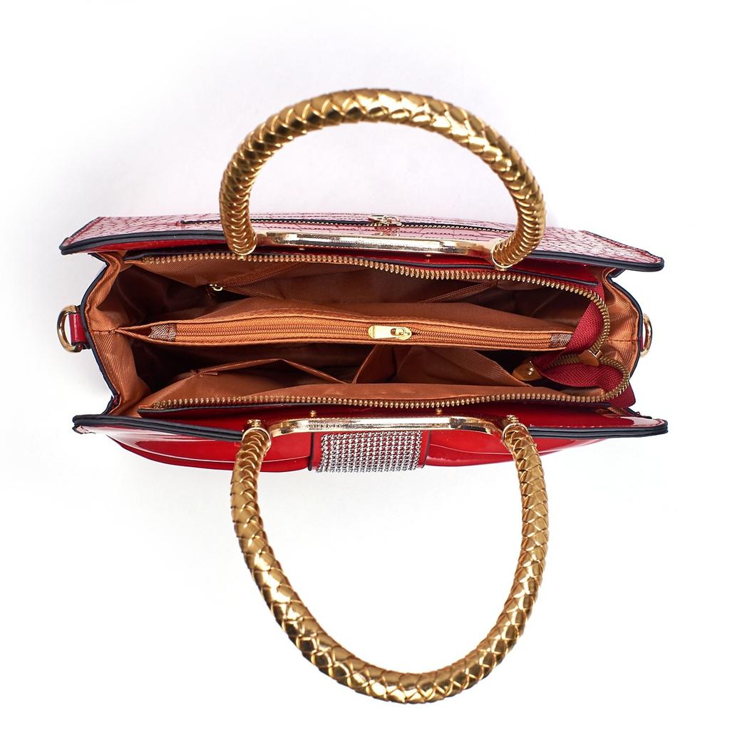 Patent Leather Bow Handbag, Decorated Top Handle Bag, Women's Formal Shoulder Crossbody Purse