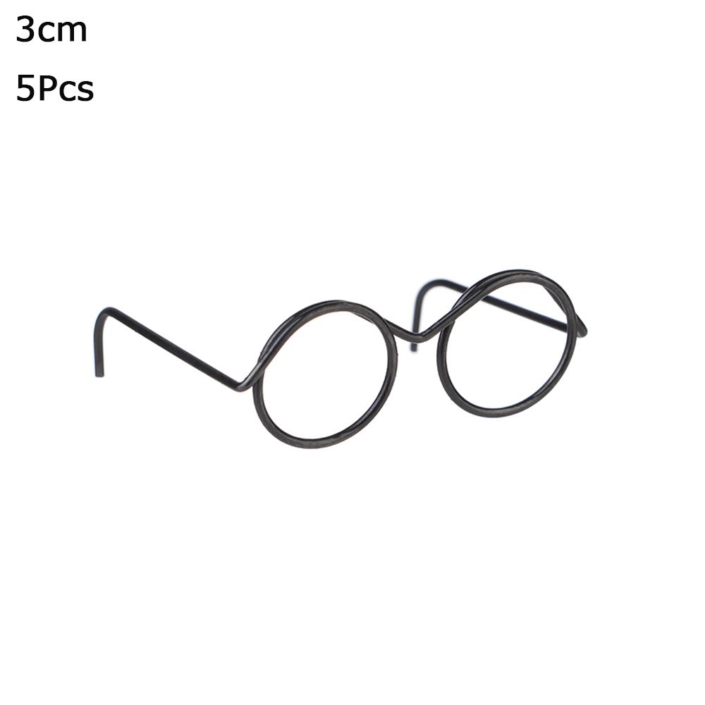 5/10Pcs Fashion Black/Gold Doll Glasses Round Frame Lensless Mini Toy Eyeglasses Alloy Cute Retro Doll Accessories Baby Toy