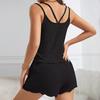 Eyelet Cami Pajama Sets for Women Camisole Tank Top And Shorts 2 Piece Pjs Sets Summer Cute Sleepwear Lounge Set