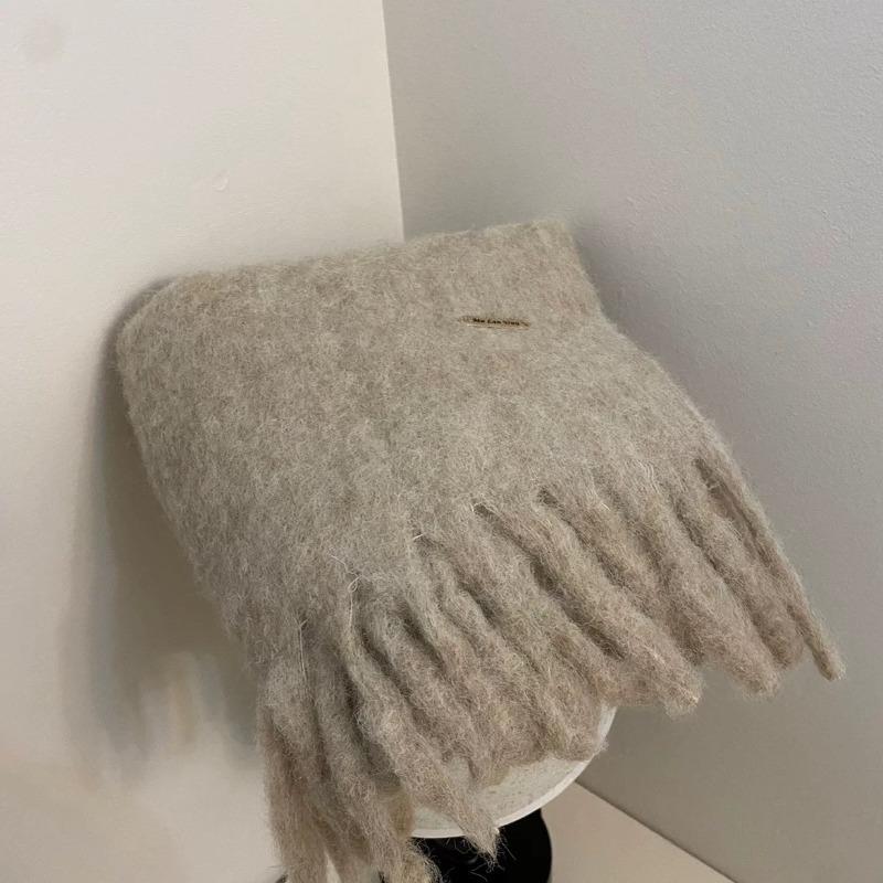 Cachecol versátil doce e fofo cor de doce inverno espessado xale quente mohair cor sólida cachecol de casal