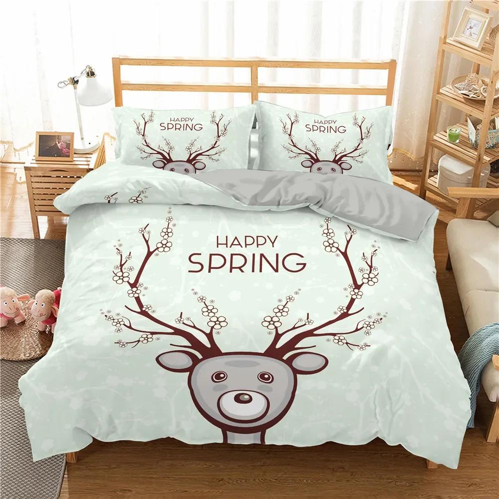 Comforter Ropa De Cama Snowflakes Deer 3D King Size Eu King 240X220 Cm Bedroom Set Bedding North America Quilting Home Textile