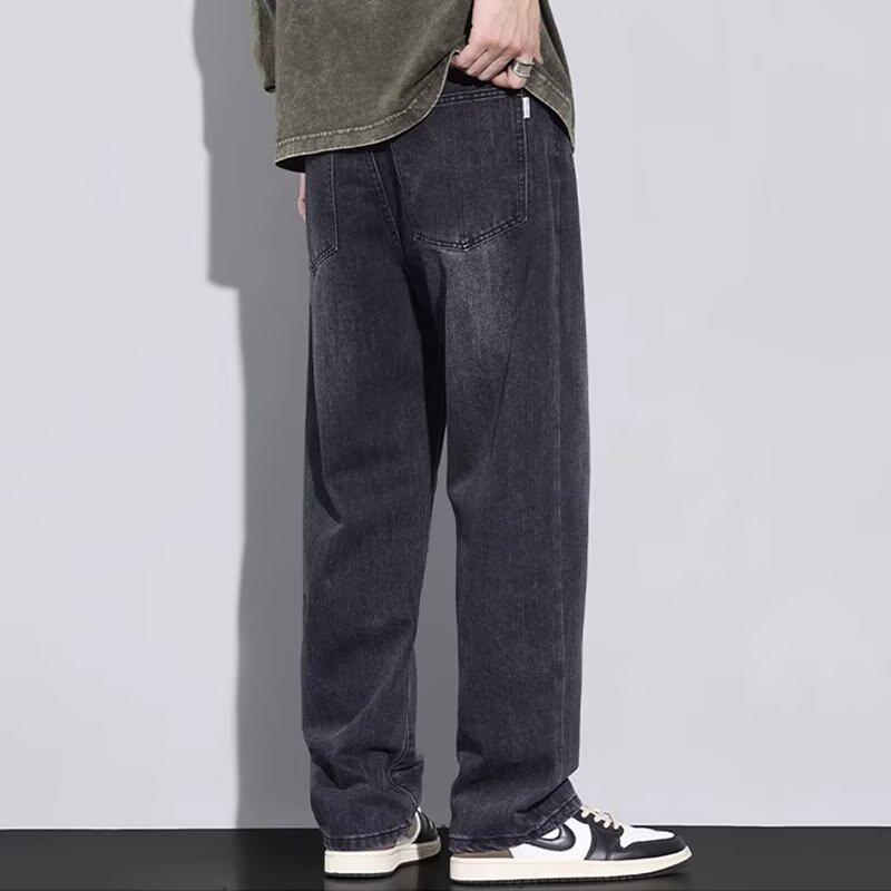 New Spring and Autumn Loose Straight Jeans Men's Trendy Brand Light Blue American Retro Casual Long Pants