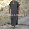 Muslim South East Asia Dubai New men's loose stand-up collar door tube short-sleeved robe, ethnic style Middle Eastern robe
