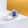 Tancise Jewelry 925 Sterling Silver Ring Female Joker Luxury Personality Egg-shaped Sapphire Luxury Diamond Ring.