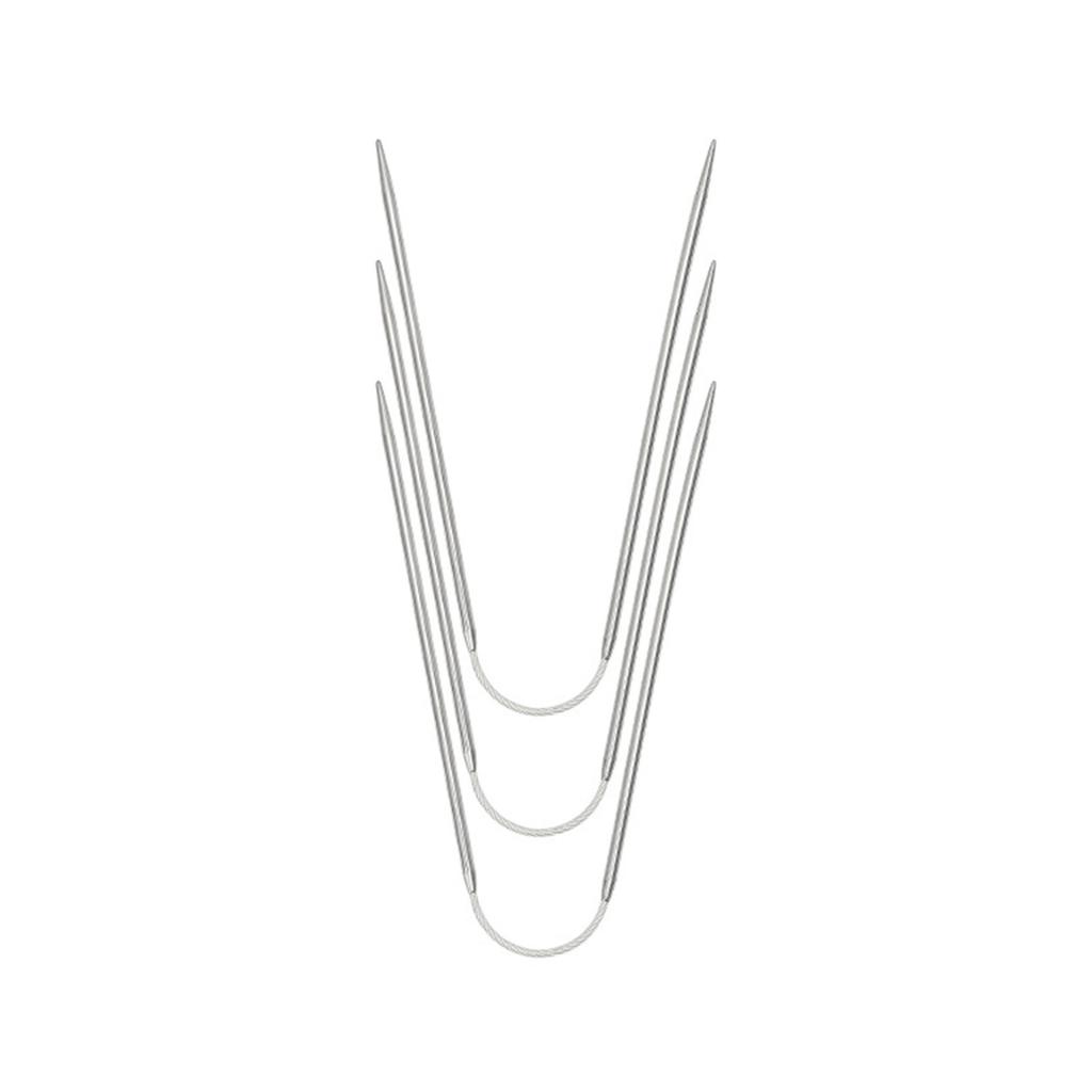 3Pieces Stainless Steel Circular Knitting Needle Set for Beginners Round Metal Weaving Knitting Needle with Wire