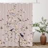 Floral Shower Curtain, Flowers and Birds Texture Fabric  Waterproof Bathroom Curtains with Hooks Bathroom Decor Curtain