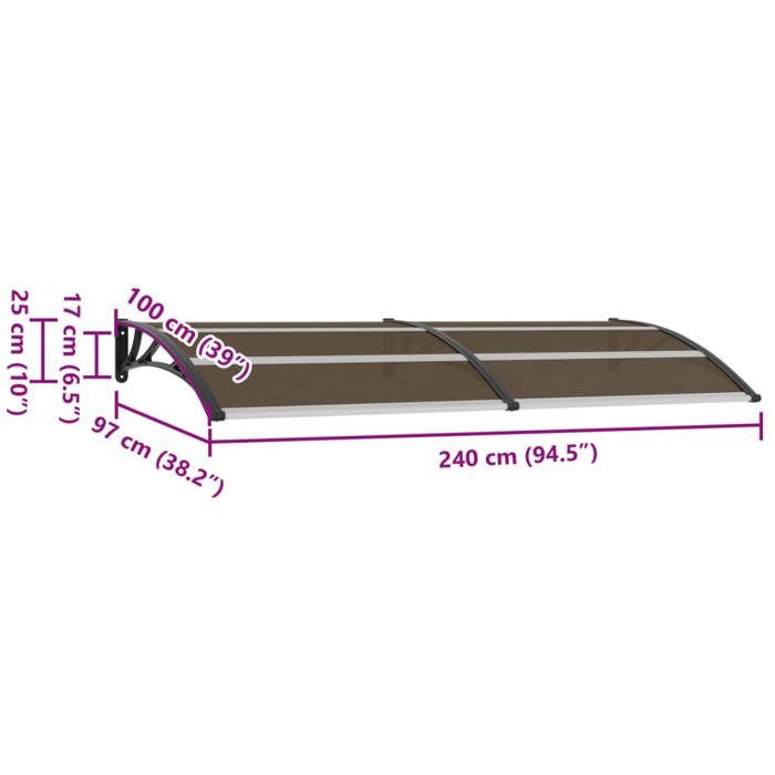 VidaXL Auvent de Porte Store Marquise de Porte d’Entrée Marquise d'Accueil Solaire Toit Abri Banne Ombre Protection Noir 45636