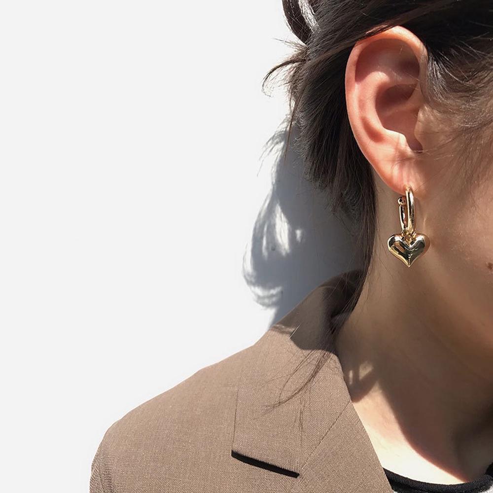 Sweet Gold Silver Color Jewelry Women Love Heart Ear Hoop Drop Earring Heart Earrings Stud Earrings