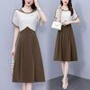 Elegant Fashion Lace Casual Dress for Women Summer Slimming Waist Trimming Age Reducing Fake Two Piece Party Dress