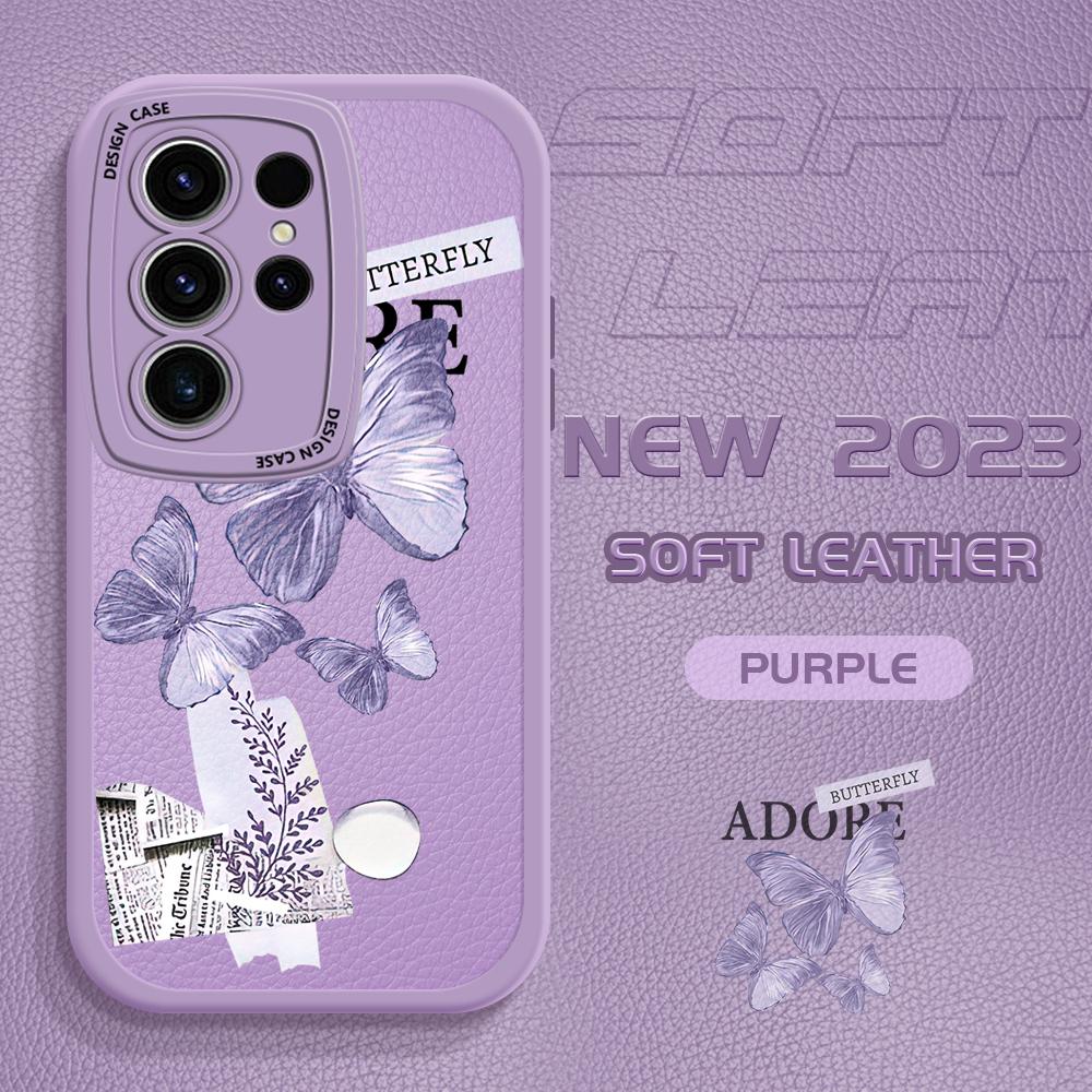 

Чехол для телефона из искусственной кожи с бабочкой для Infinix VIVO V23E Y15 Y91 Y51 OPPO A9 Reno 8 6 Realme 10 Pro C21 C12 Huawei Nova Honor, чехол для мобильного телефона Infinix Smart 6 фиолетовый