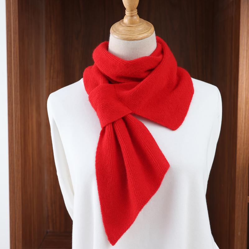 Women’s 100% Cashmere Solid Colored Knitted Scarf with Irregular Cross Design Winter Warmth Wind Cold Protection