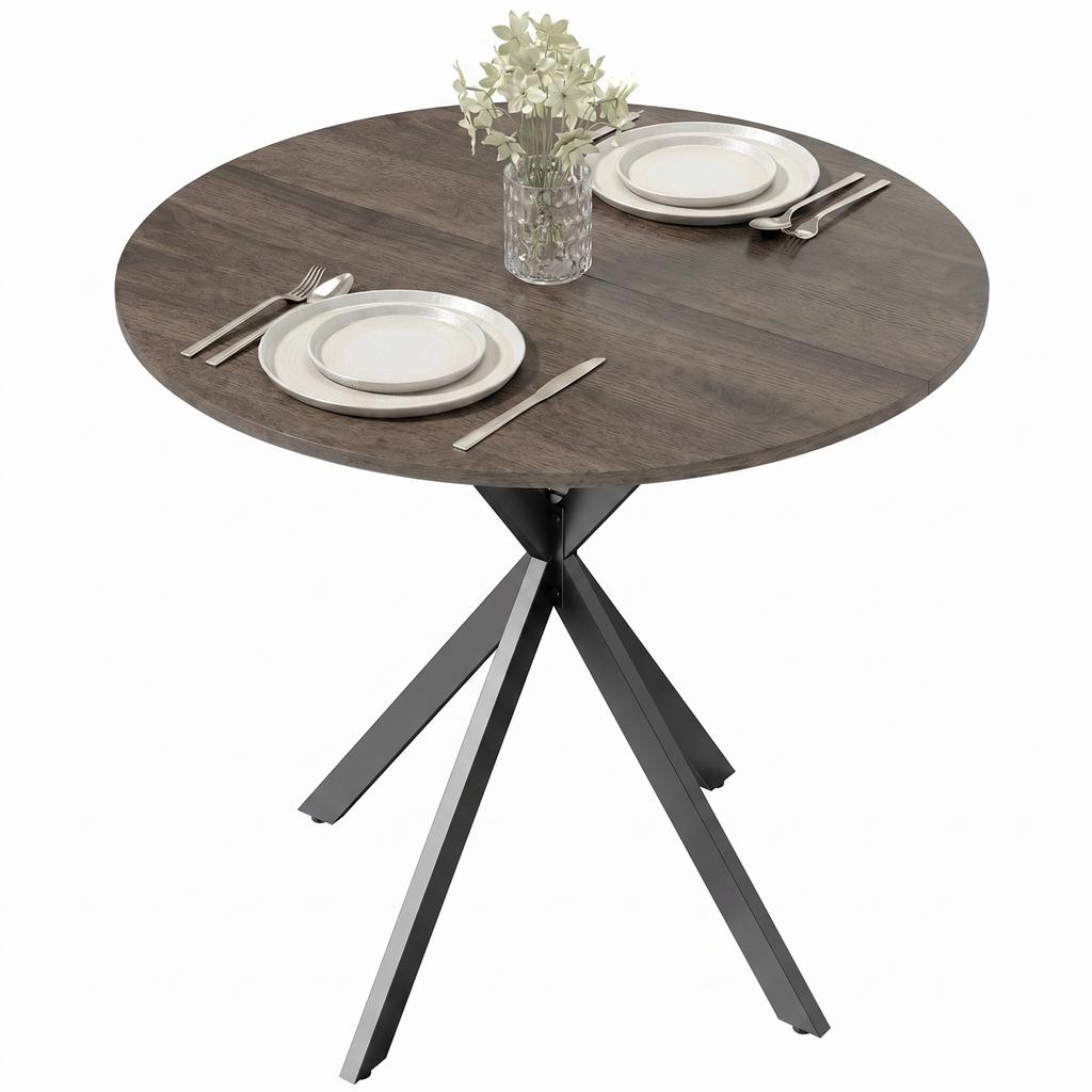 80cm Industrial Round Dining Table - Brown