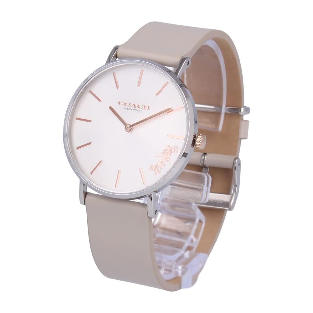 Coach Perry 36mm Women s Watch Silver Gray Leather Strap