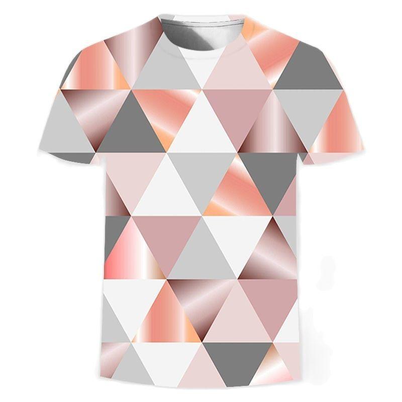 Verano Nuevo 3D Dorado Moda Digital Harajuku Estampado Manga Corta Cuello Redondo Masculino Casual Personalidad Hip Hop Calle Camiseta Tops