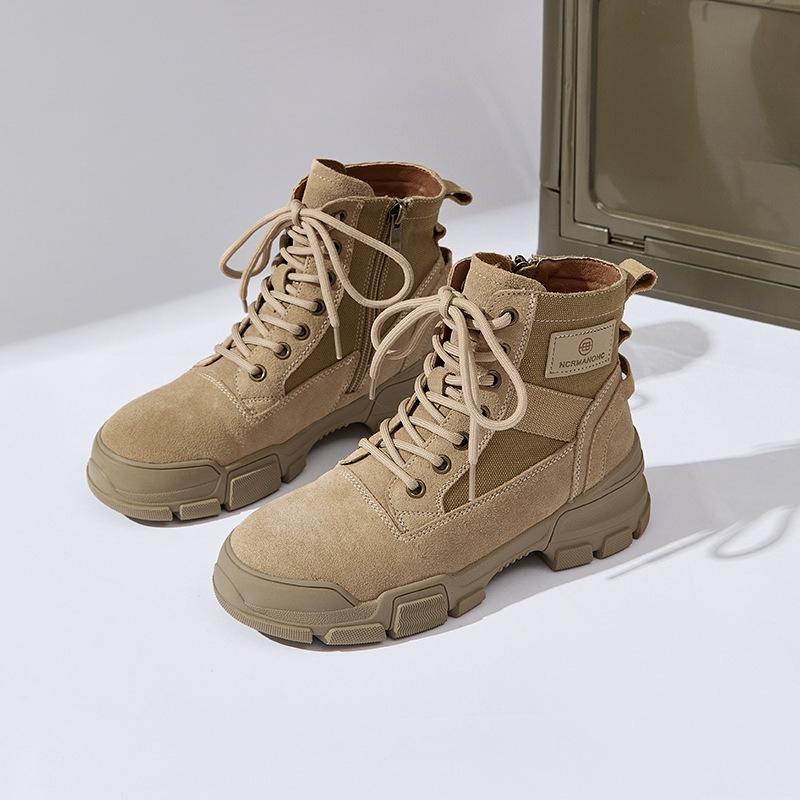 

Дышащая обувь, Рабочие ботинки, Ботинки для хайкинга на молнии сбоку, Ретро ботинки на высокой подошве для женщин 40 песочный