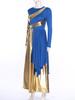 Womens Liturgical Dance Jumpsuit Metallic Color Block Patchwork Irregular Drape Wide Leg Choir Performance Costume