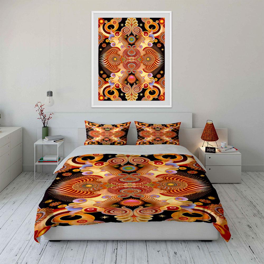 Radiant Mandala-inspired Swirls. Bedding Sets Duvet Cover Sets Duvet Covers Pillowcases(1 * Duvet Cover 2 * Pillowcases Without Duvet Insert)
