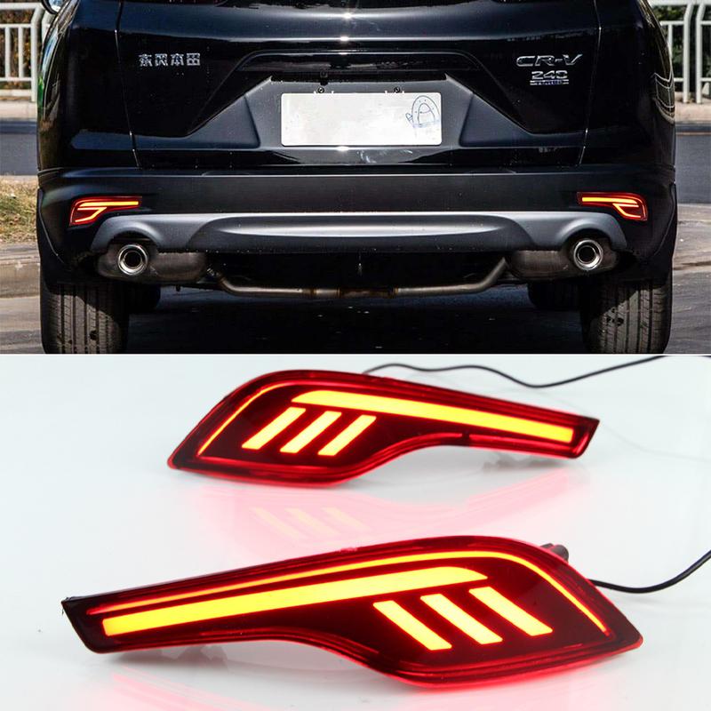 CSCSNL 2Pcs Red Lens LED Rear Bumper Reflector Lamp For Honda CRV CR-V 2017 2018 2019 Tail Brake Light Fog Lamp