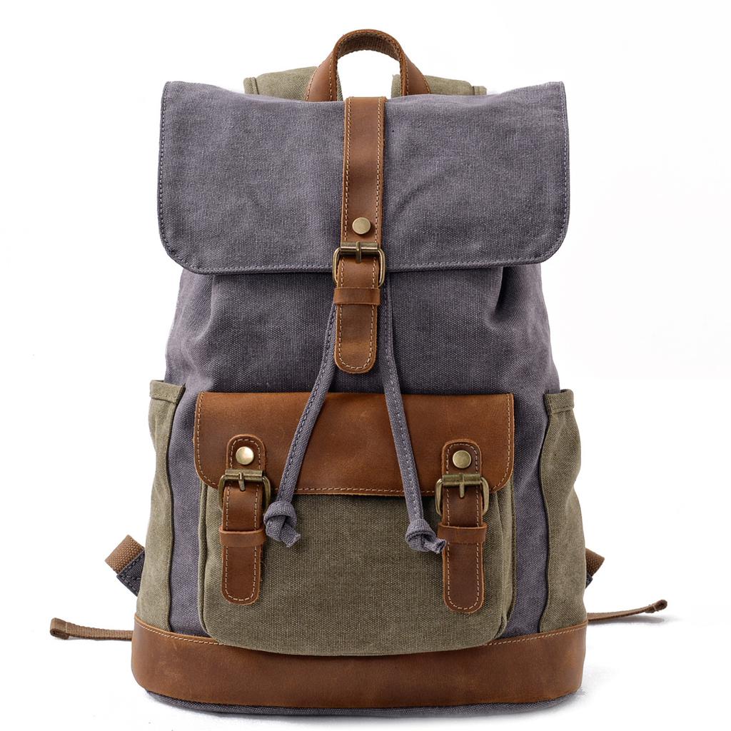 Men'S Vintage Backpack Outdoor Leisure Excursion Backpack Large Capacity Computer Bag Canvas Hiking Hiking Bag