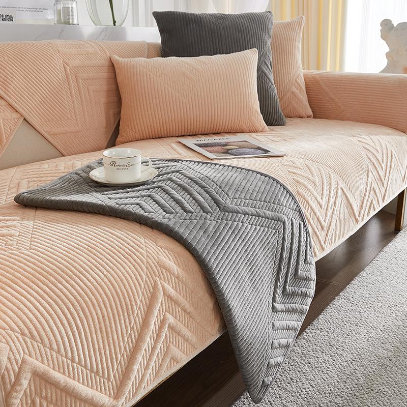 Sofa Cushion Four Seasons Universal Non-Slip Sofa Cover Short Plush Leather Cushion Cover Cloth Cover Modern Simple Thickened