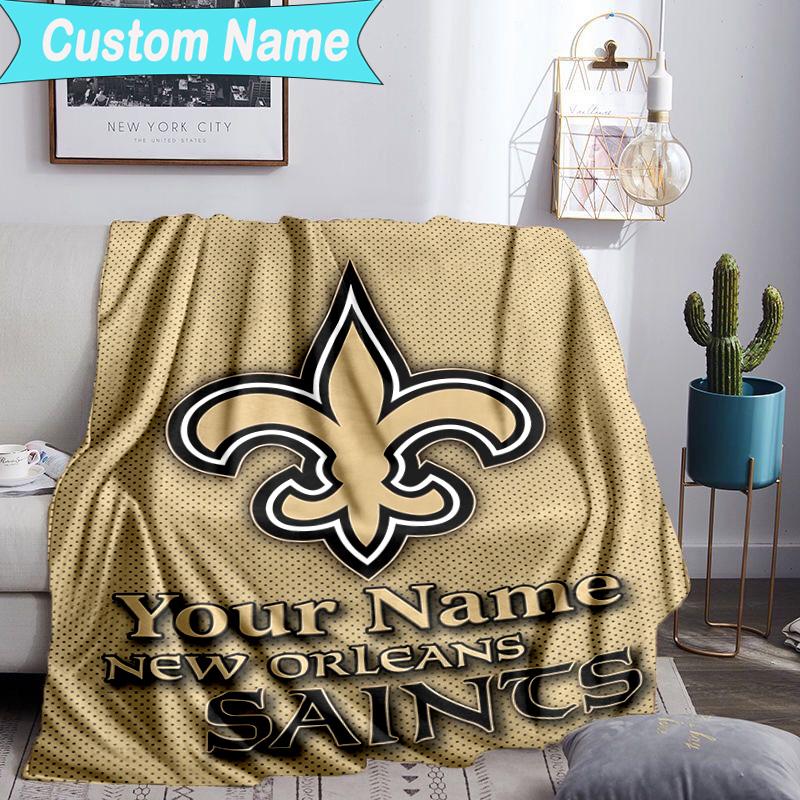 Custom Name Blanket Orleans Saints Logo Blanket Bedding Blanket for Travel, Camping, Living Rooms, Offices, Sofas, Fan Christmas gift