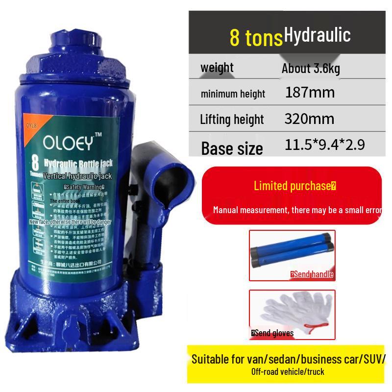 Hand-Operated Vertical Hydraulic Jack: 2T, 5T, 8T, 10T, 16T, 50T Capacity for Auto Repair