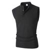 Men Sleeveless Knit Button Vest Lightweight Casual Summer Shirt Slim Fit Ribbed Texture Henley Style Top