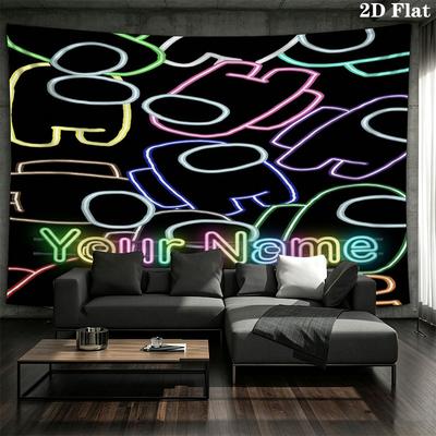 Among Us Custom Name Wall Tapestry Aesthetic Wall Hanging Printed Fabric Blanket Decorative Tapestries for Bedroom Living Room Home Decor