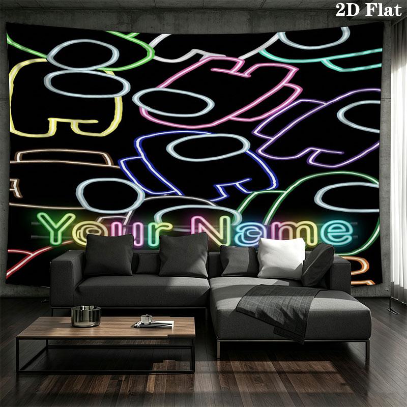 Among Us Custom Name Wall Tapestry Aesthetic Wall Hanging Printed Fabric Blanket Decorative Tapestries for Bedroom Living Room Home Decor