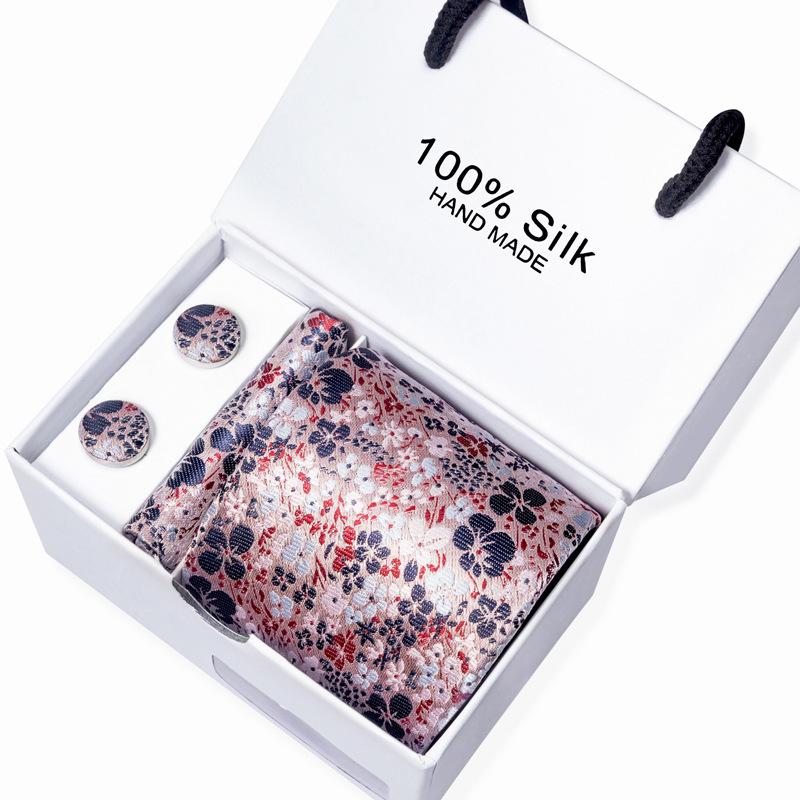 Men'S Business Tie Square Scarf Gift Box Striped Plain Suit Shirt Tie Black Gift Box Set