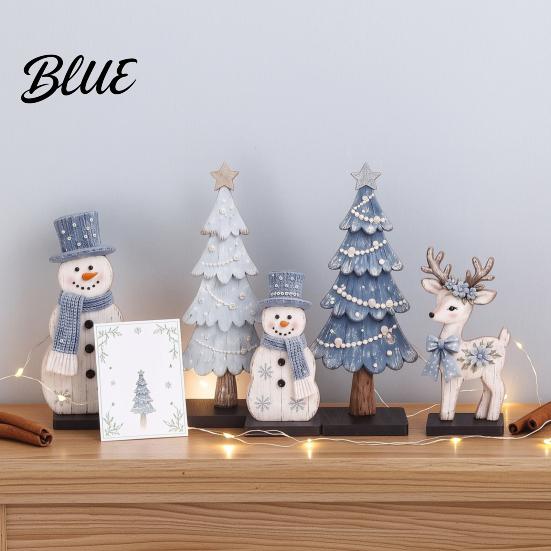 Indoor Festive Atmosphere Props 7Pcs Christmas Snowman Tree Reindeer Figurines 2D Wooden Tiered Tray Elk Decor Decor Rustic Farmhouse Tabletop