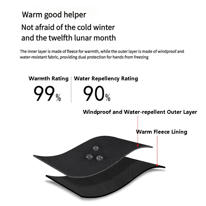 Men's and Women's Outdoor Hiking Skiing Anti-Slip Touchscreen Windproof Waterproof Fleece-Lined Warm Gloves