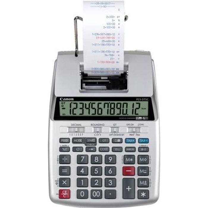 Calculatrice imprimante - CANON - P23-DTSC - 12 chiffres - Grand écran LCD - Portable bicolore